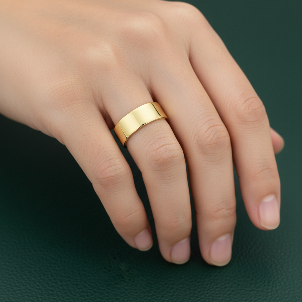 9ct Yellow Gold Heavy Flat Shape 6mm Wedding Ring