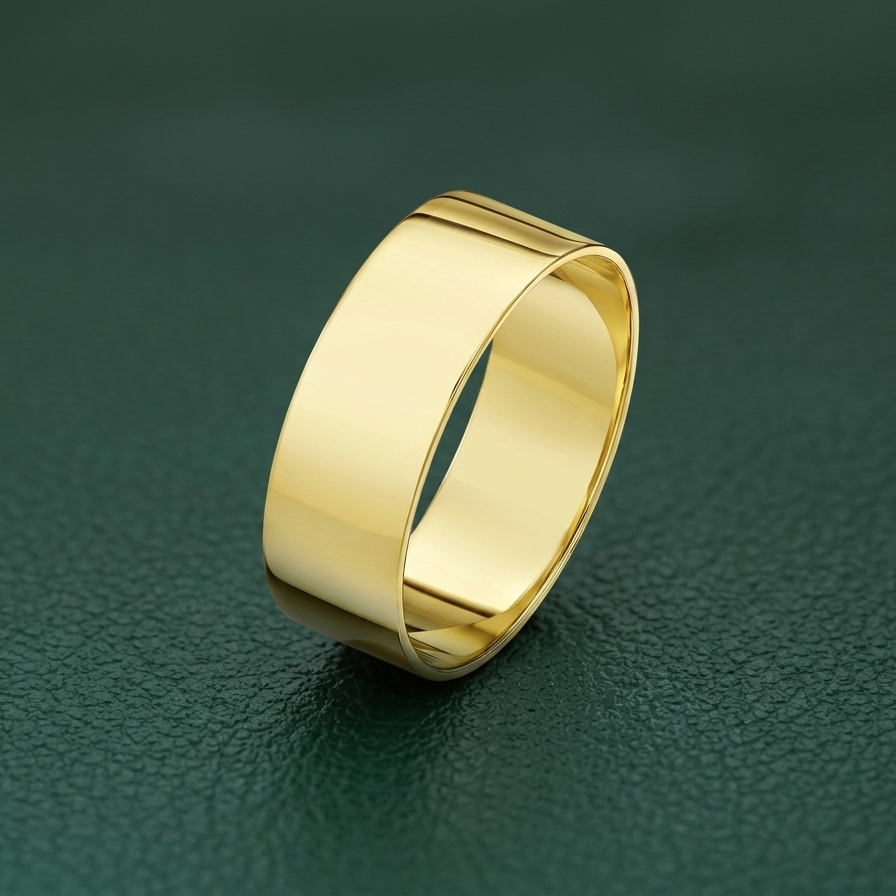 9ct Yellow Gold Light Flat Shape 8mm Wedding Ring