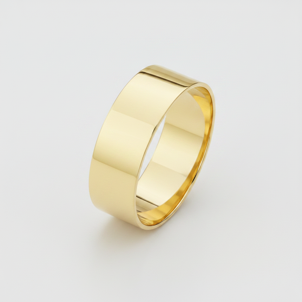 9ct Yellow Gold Light Flat Shape 8mm Wedding Ring