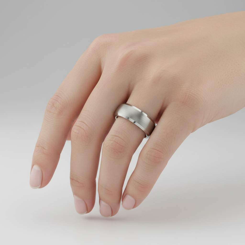 Silver Heavy D Matt Centre 7mm Wedding Ring