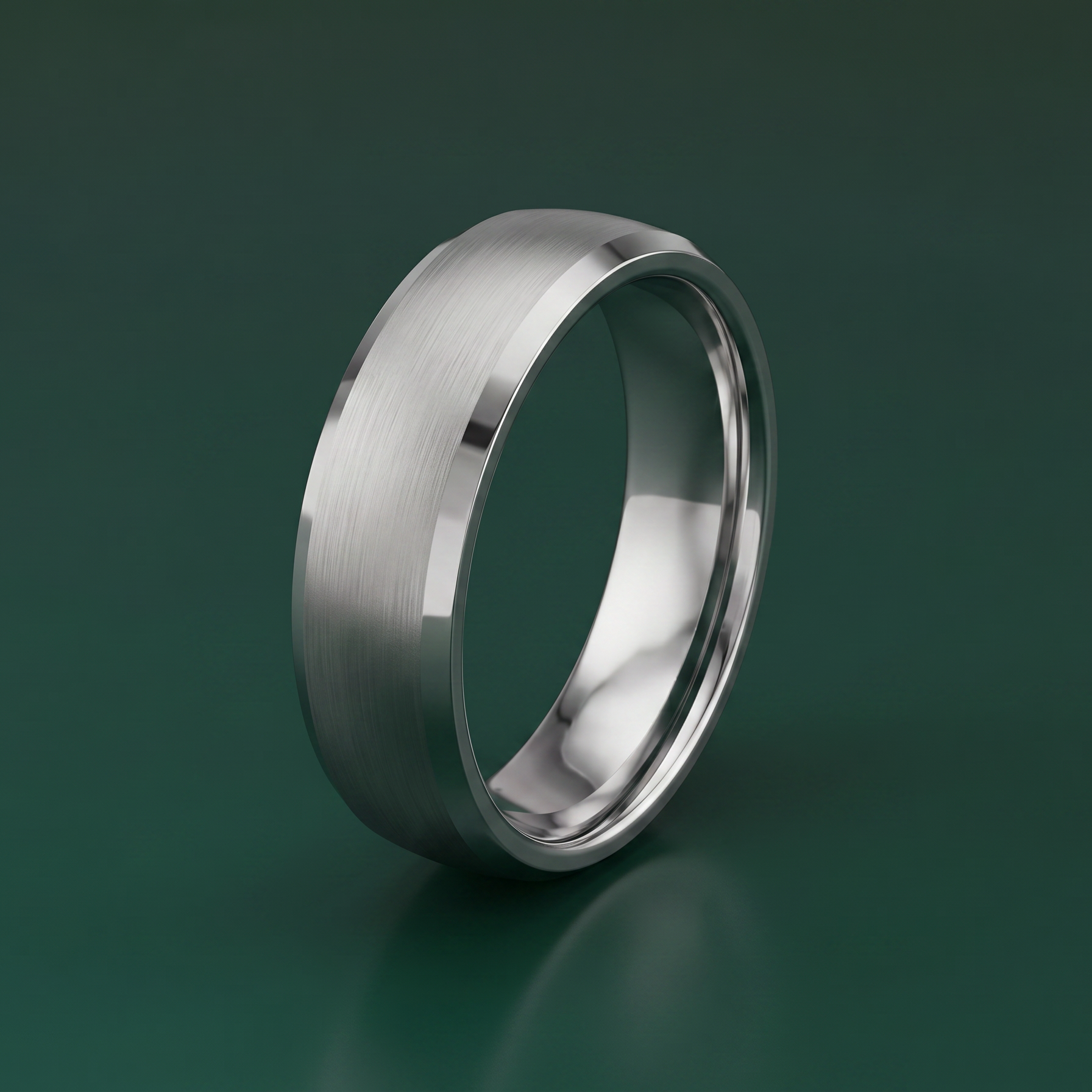 Titanium Flat Court Shape Center Matt with Bevel Edges 6mm Ring