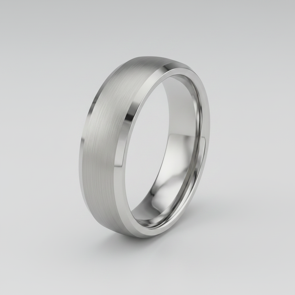 Titanium Flat Court Shape Center Matt with Bevel Edges 6mm Ring