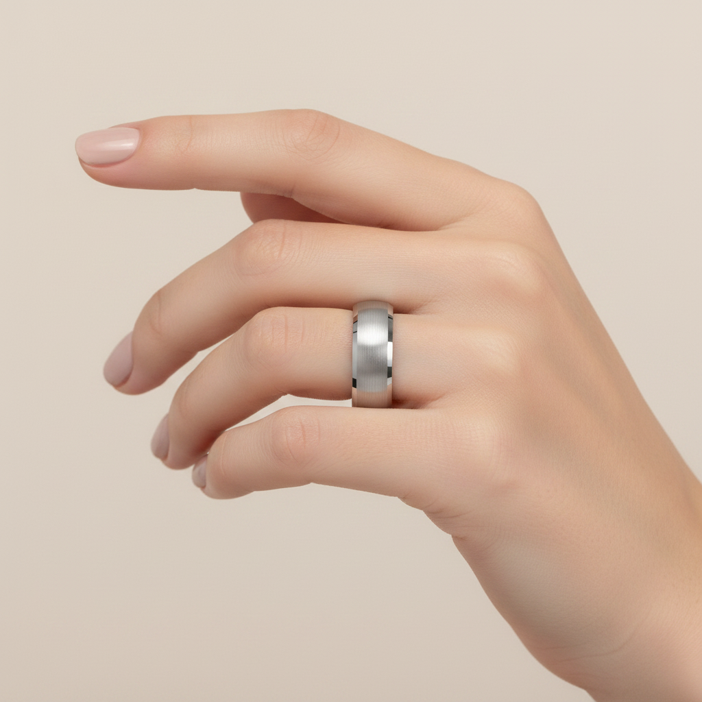 Titanium Flat Court Shape Center Matt with Bevel Edges 6mm Ring