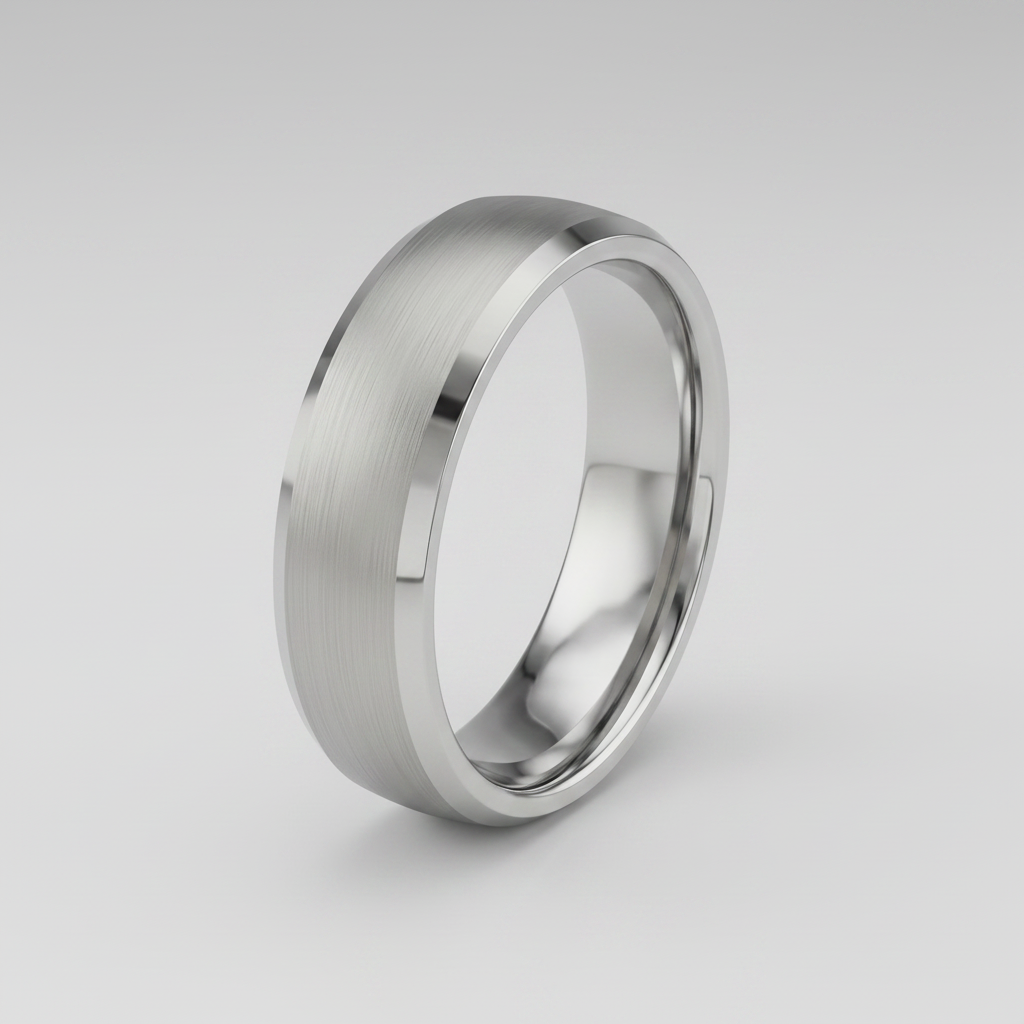 Silver Heavy D Matt Centre 7mm Wedding Ring
