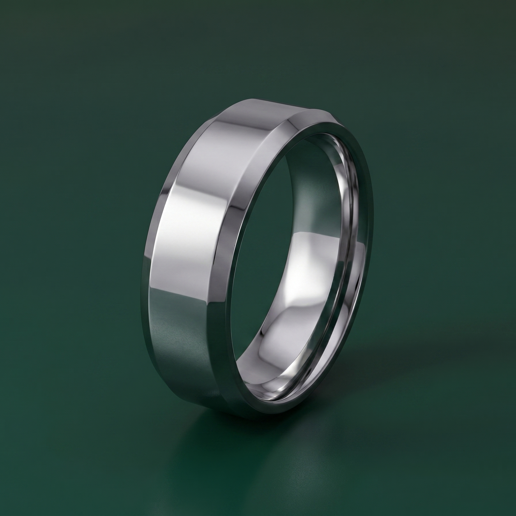 Titanium Flat Court Shape Polished Bevel Edges 6mm Ring