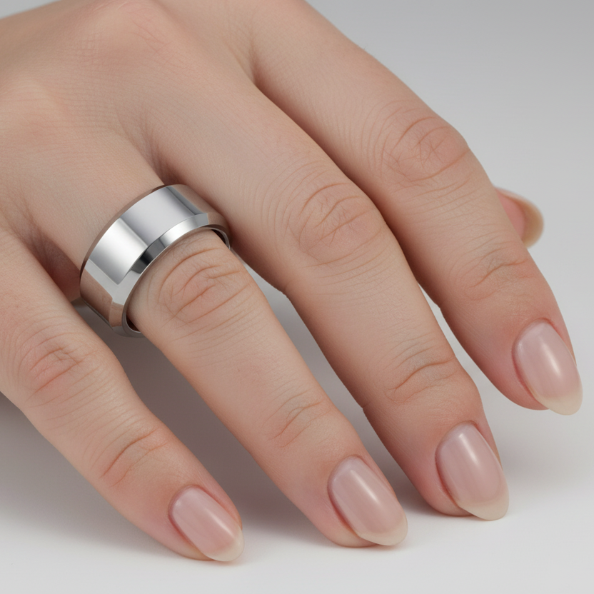 Titanium Flat Court Shape Polished Bevel Edges 6mm Ring