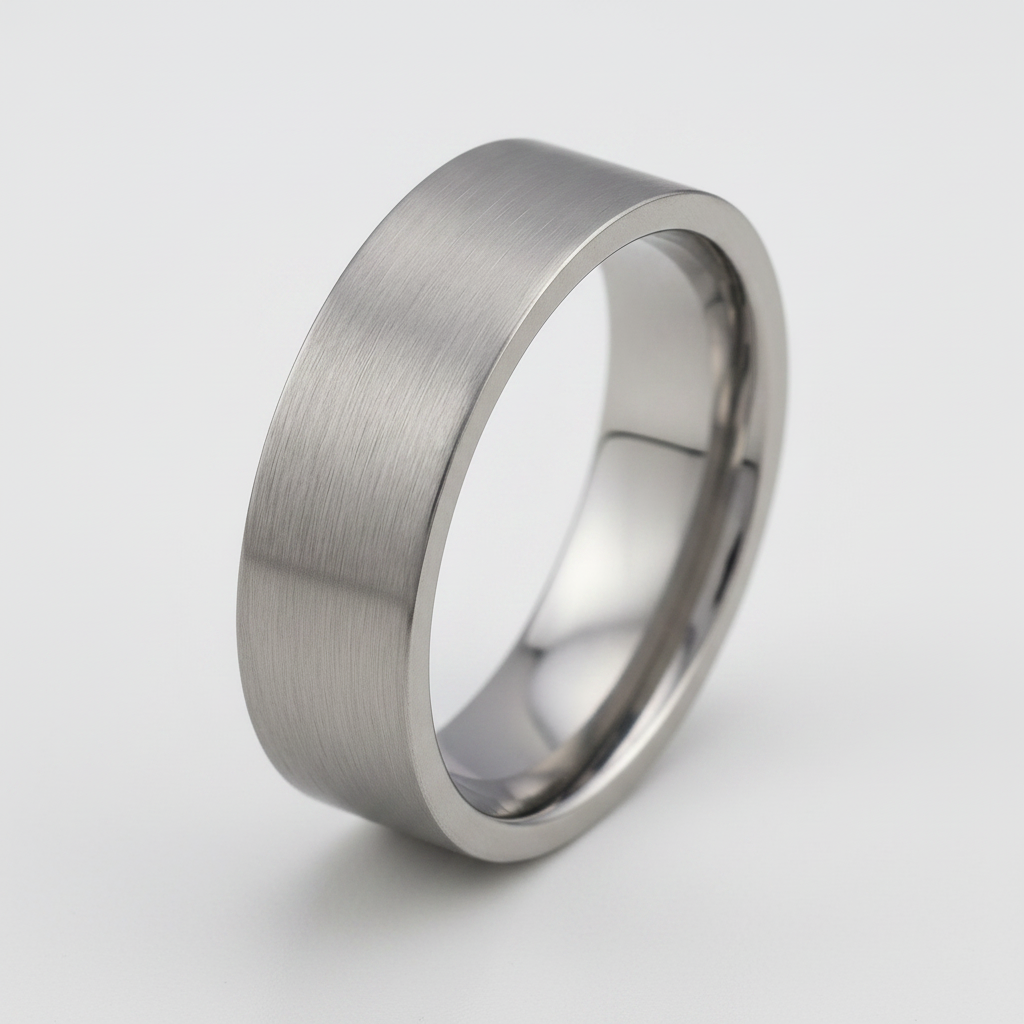 Titanium Flat Court Shape 6/7mm Matt Wedding Ring