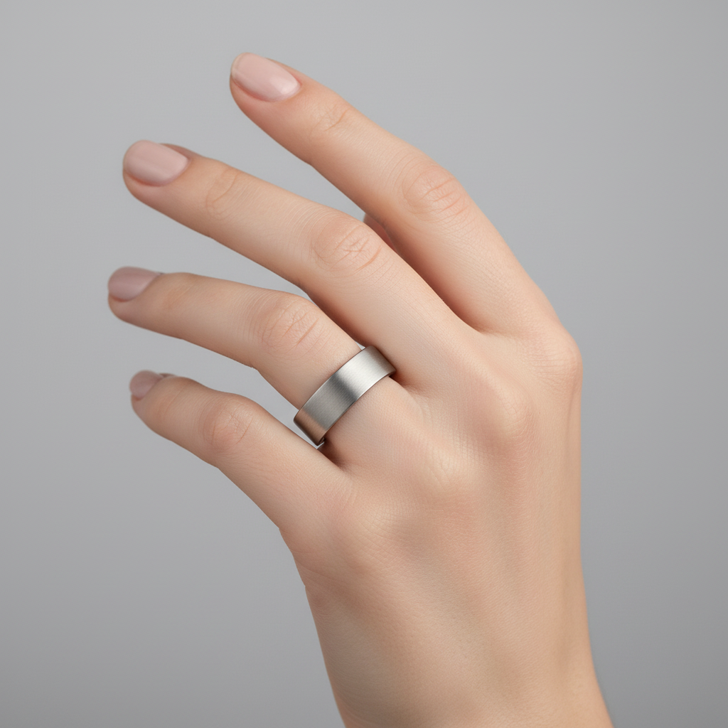 Titanium Flat Court Shape Polished Wedding Ring 7mm