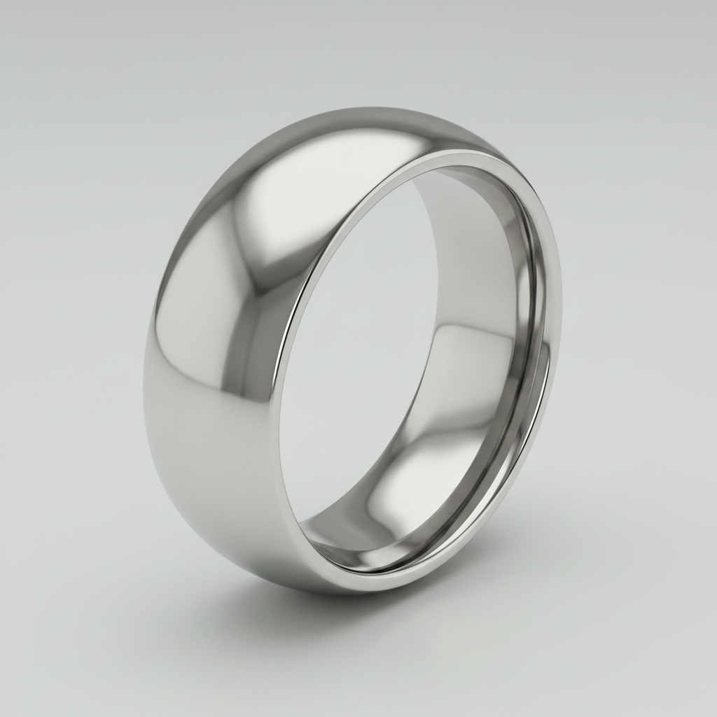 Titanium Polished 8mm Court Shape Wedding Ring