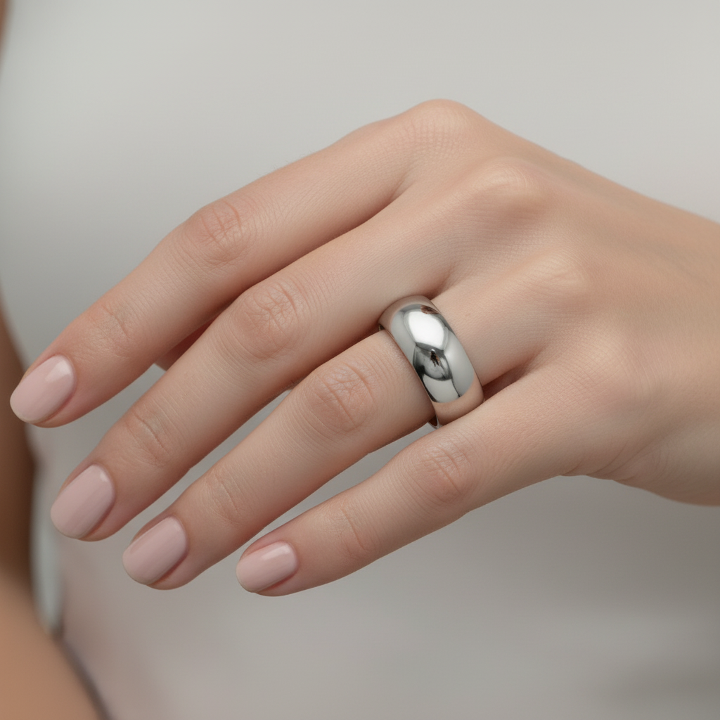 Titanium Polished 8mm Court Shape Wedding Ring