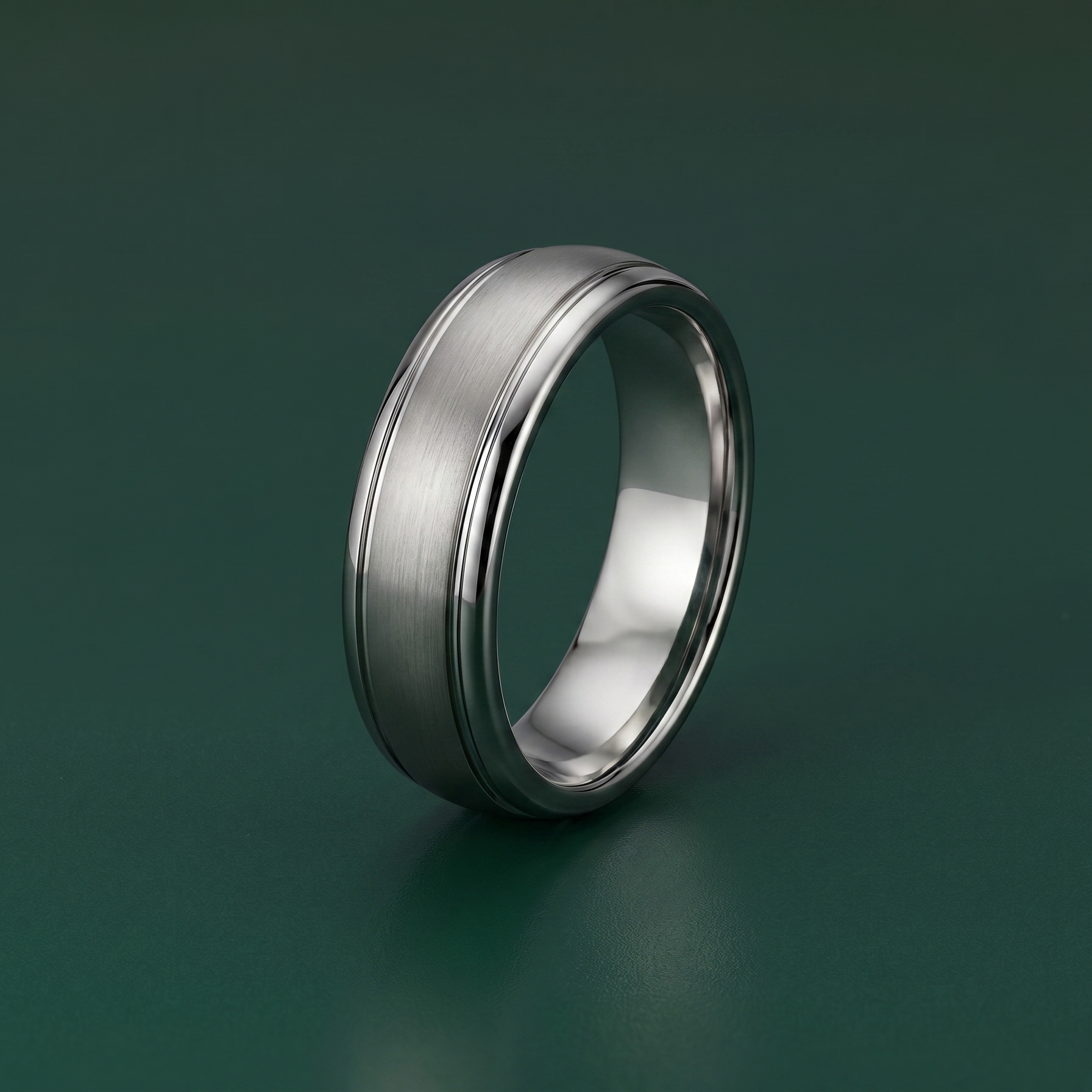Titanium Court Shape Matt with Polished Grooves 6mm Ring