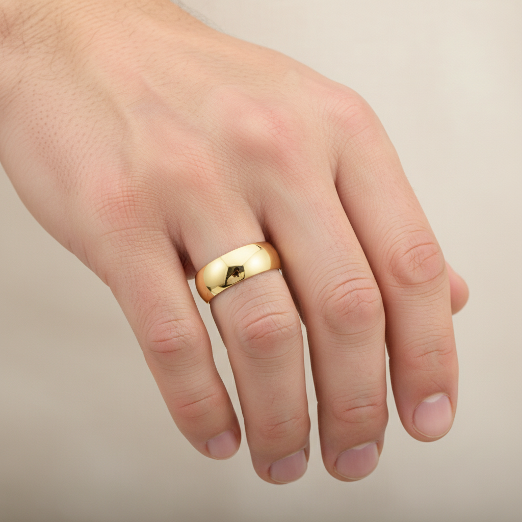 18ct Yellow Gold Light Court Shape 7mm Wedding Ring