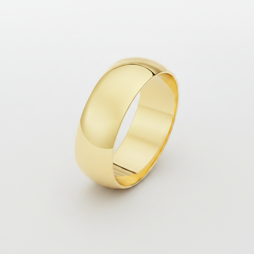 18ct Yellow Gold Light Court Shape 7mm Wedding Ring