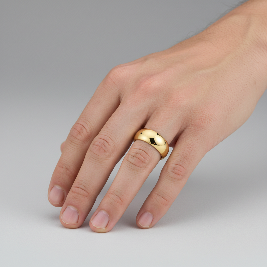 18ct Yellow Gold Light Court Shape 8mm Wedding Ring