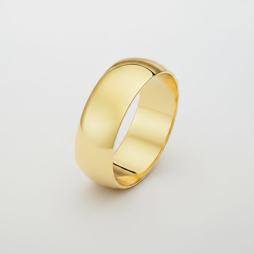18ct Yellow Gold Heavy Court Shape 7mm Wedding Ring