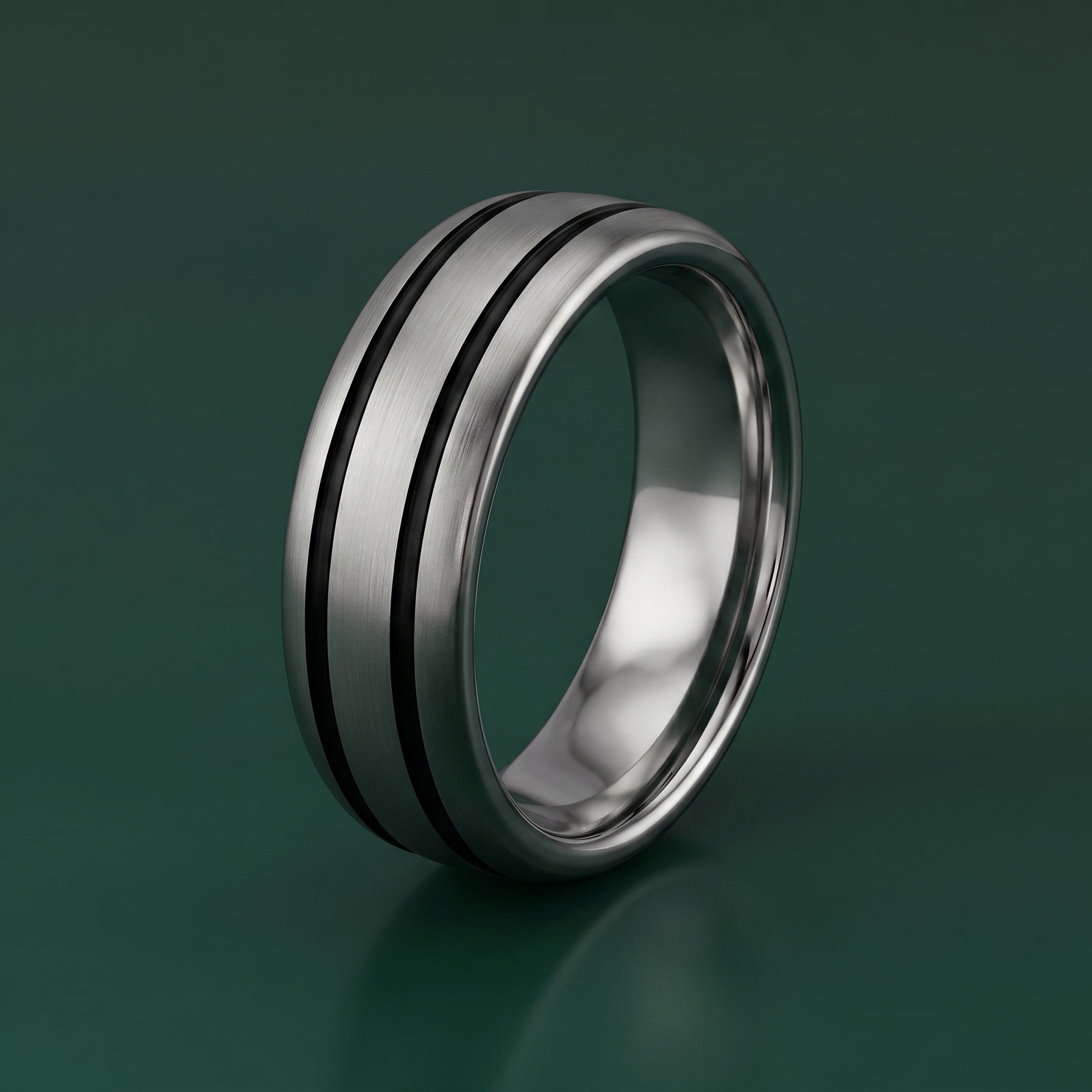Titanium and Enamel Inlay Court Shape Matt 7mm Ring