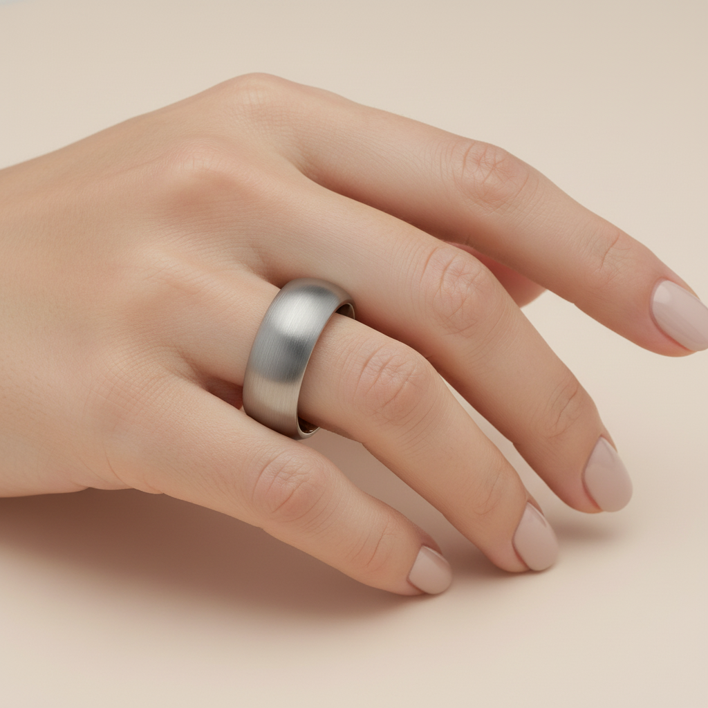 Titanium Matt 8mm Court Shape Wedding Ring