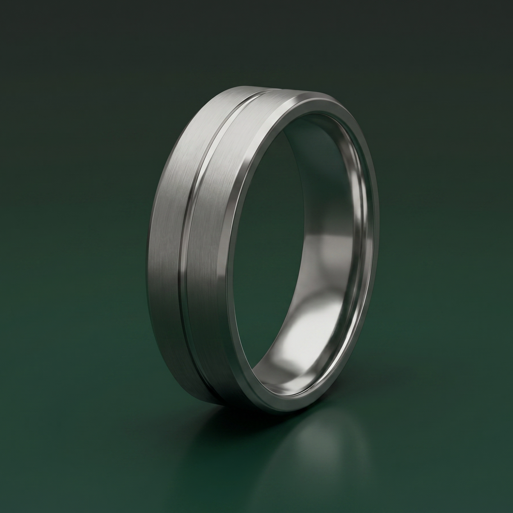 Titanium Flat Court Shape Matt with Polished Center Groove 6mm Ring