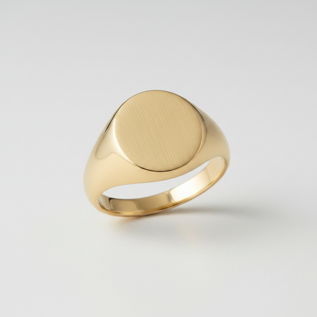 Gents Oval-Shaped 9ct Yellow Gold Medium Weight Signet Ring