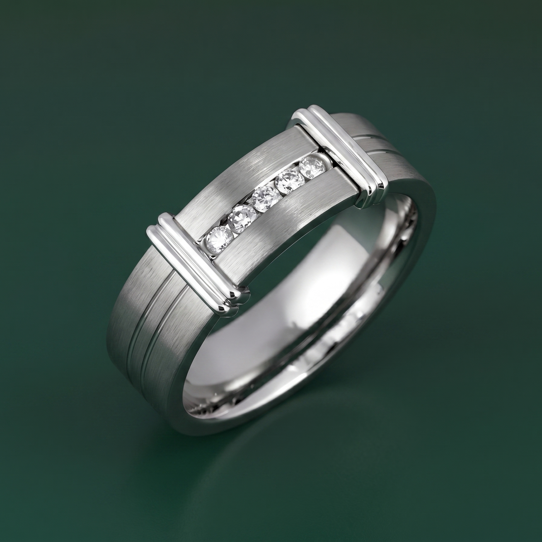 Titanium Matt with Two Grooves 0.15ct Diamond 7mm Ring