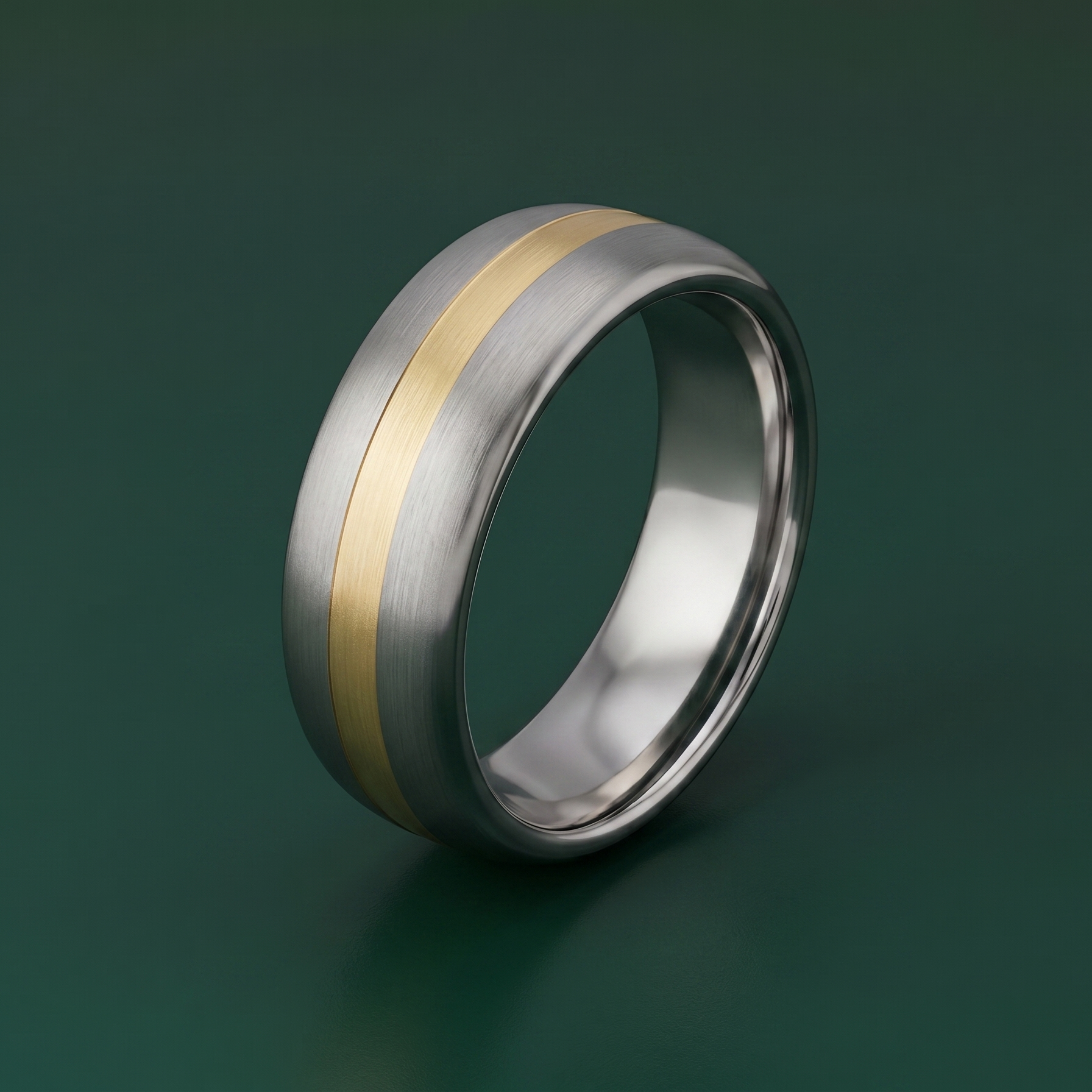 Titanium and 9ct Yellow Gold Inlay Flat Court Shape Matt 6mm Ring