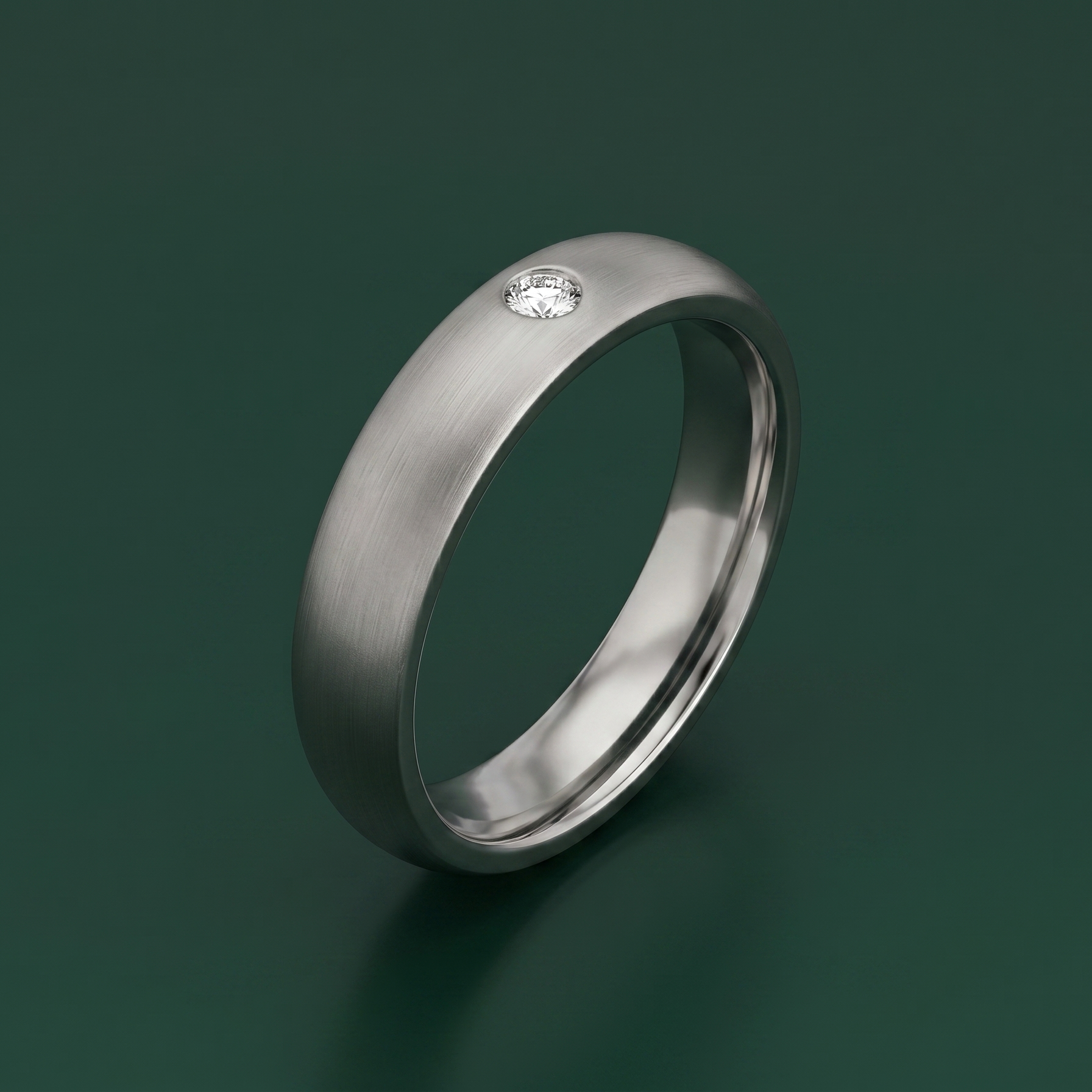 Titanium Court Shape Matt Center 0.02ct Round Diamond 5mm Ring