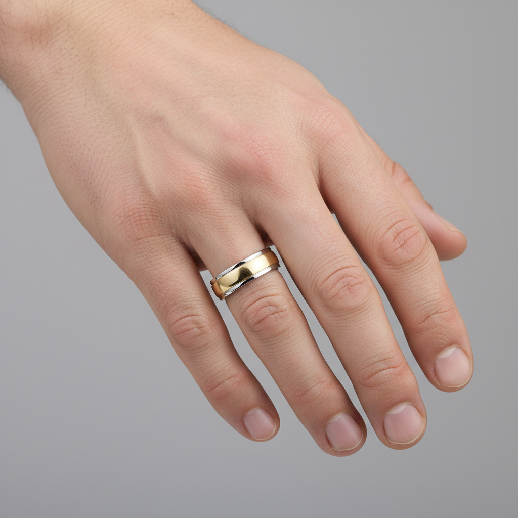 9ct White & Yellow Gold Court Shape 6mm Wedding Ring
