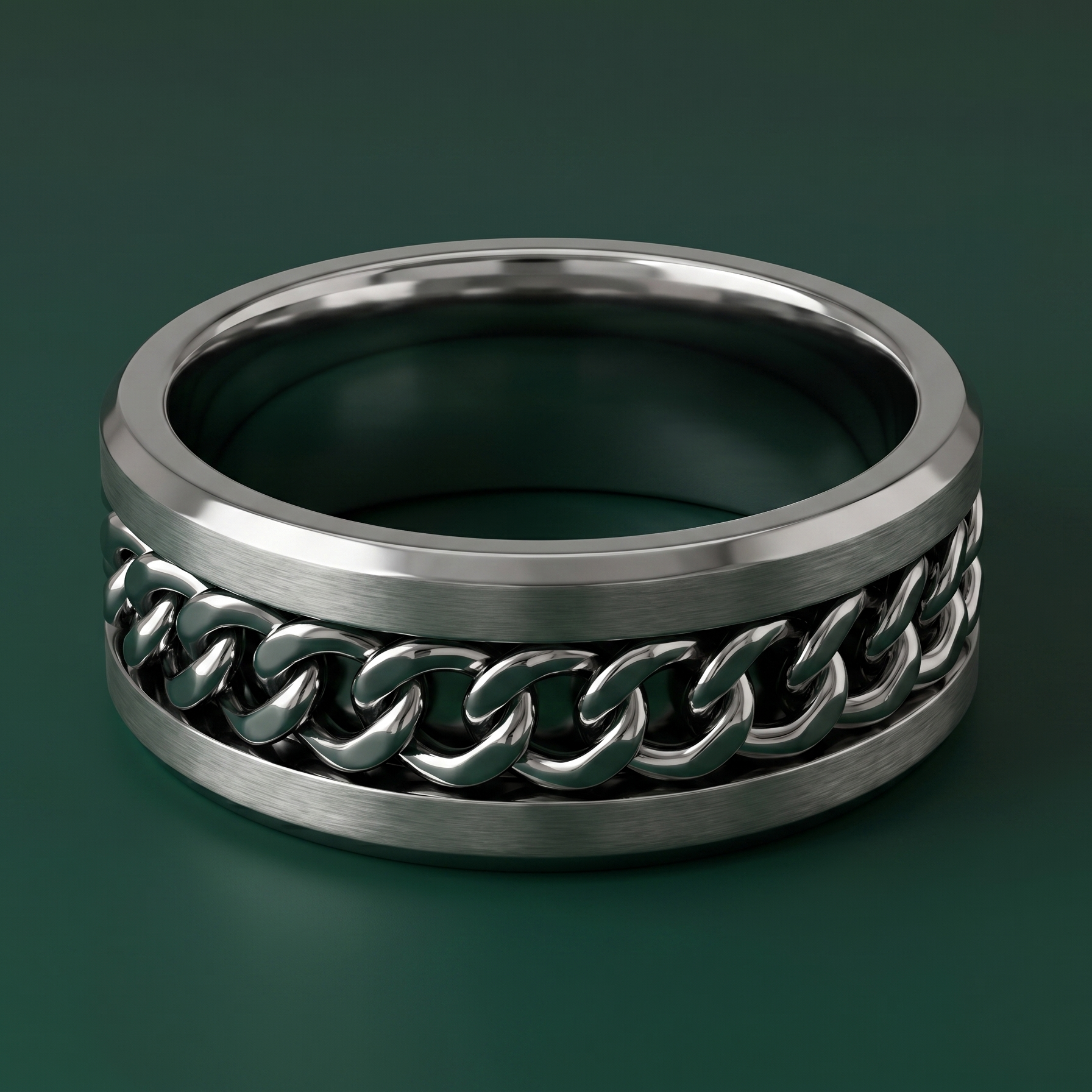 Titanium Flat Court Shape Matt with Centered Chain 8mm Ring