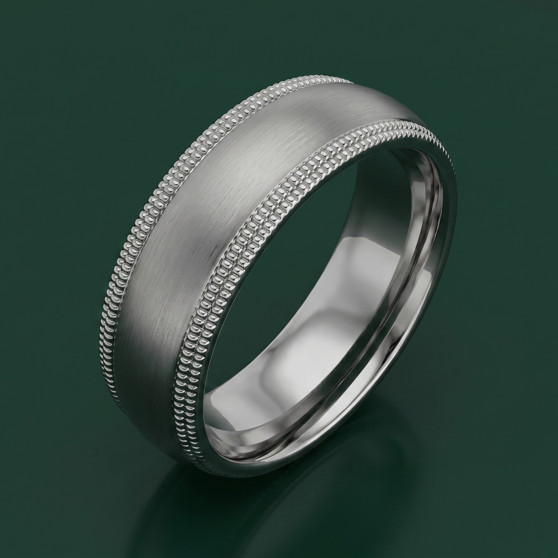 Titanium Court Shape Matt with Double Milgrain Edges 8mm Ring