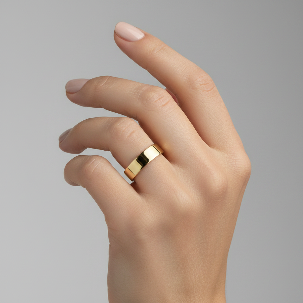 18ct Yellow Gold Heavy Flat Court Shape 5mm Wedding Ring