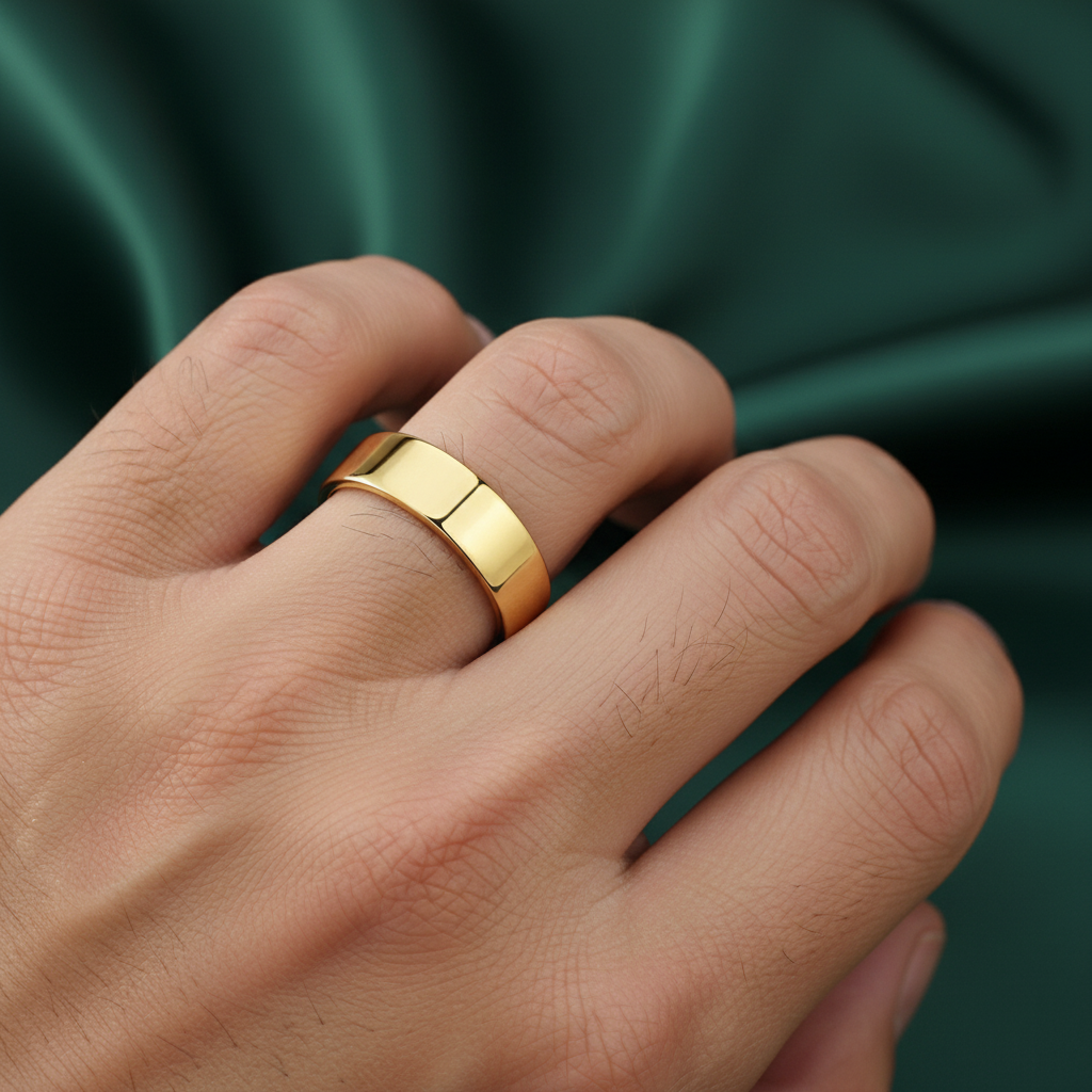 9ct Yellow Gold Heavy Flat Shape 5mm Wedding Ring