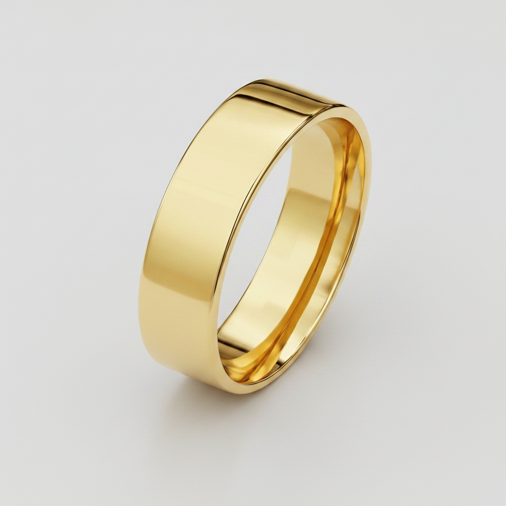 9ct Yellow Gold Heavy Flat Shape 5mm Wedding Ring