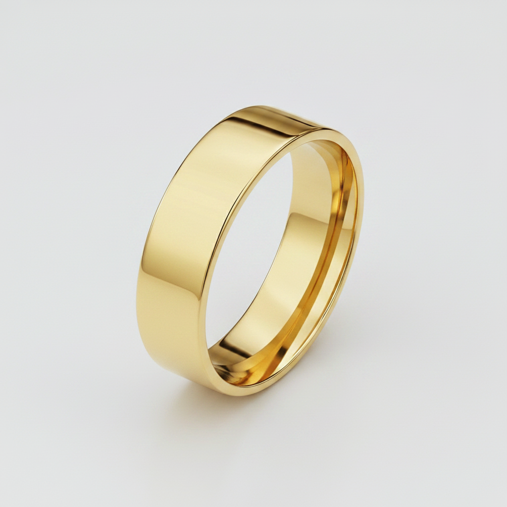 18ct Yellow Gold Heavy Flat Court Shape 5mm Wedding Ring