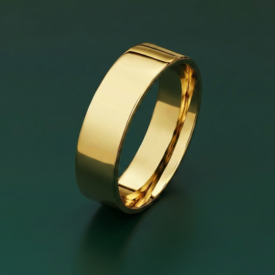 18ct Yellow Gold Heavy Flat 6mm Wedding Ring