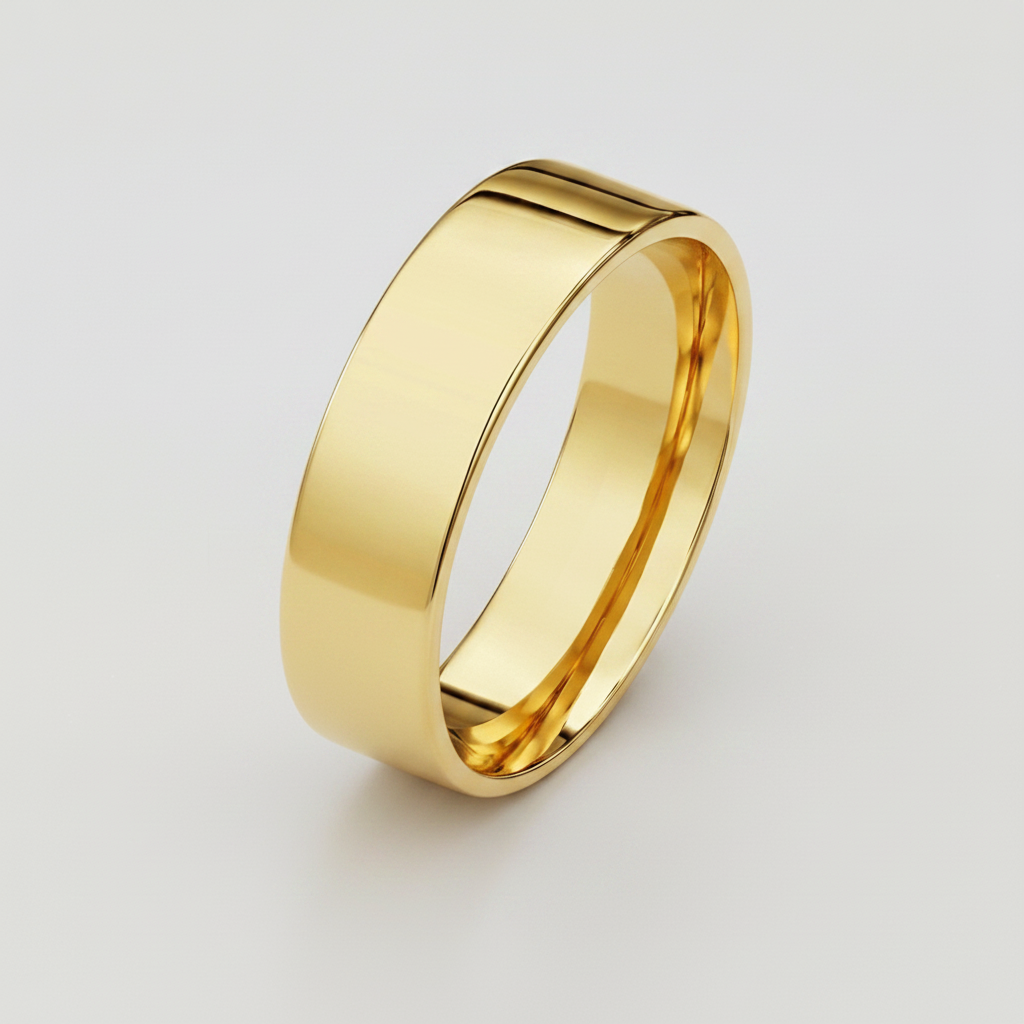 18ct Yellow Gold Heavy Flat 6mm Wedding Ring