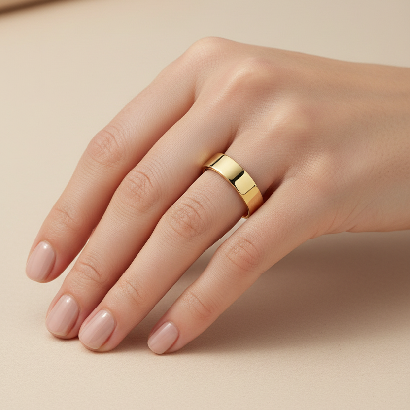 18ct Yellow Gold Heavy Flat 6mm Wedding Ring