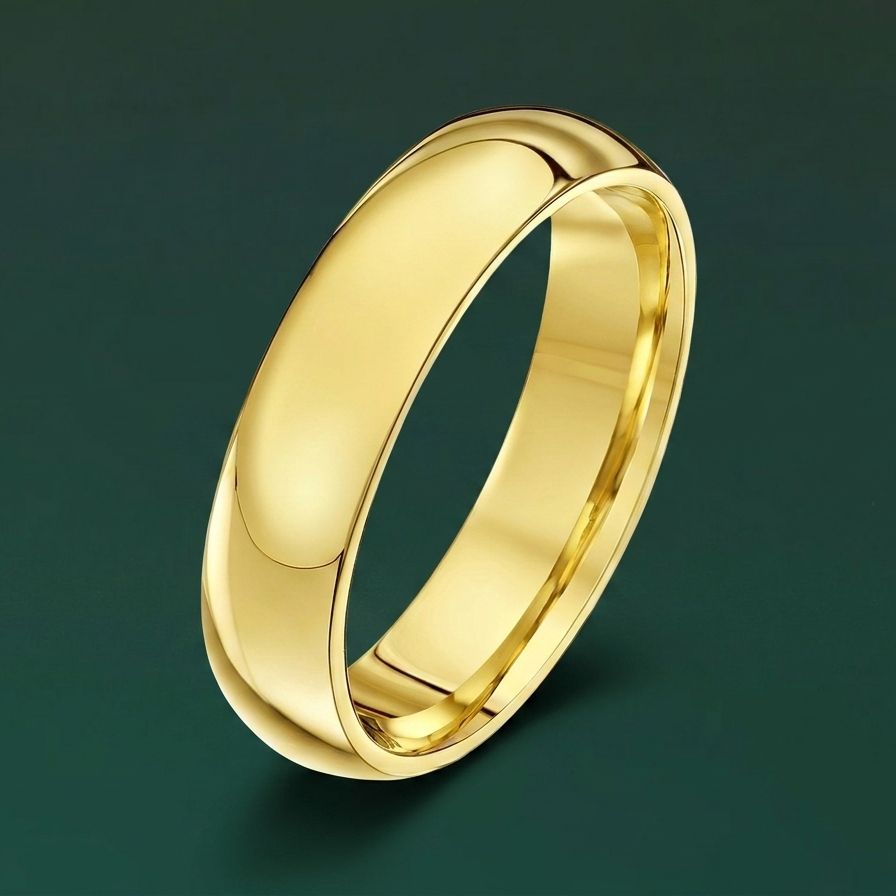 18ct Yellow Gold Light Court Shape 5mm Wedding Ring