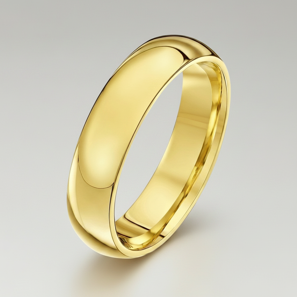 18ct Yellow Gold Light Court Shape 5mm Wedding Ring