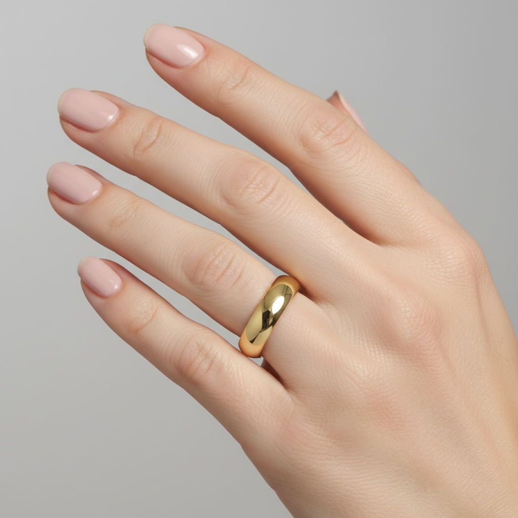 18ct Yellow Gold Light Court Shape 5mm Wedding Ring