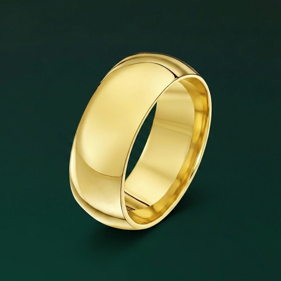 18ct Yellow Gold Heavy Court Shape 8mm Wedding Ring