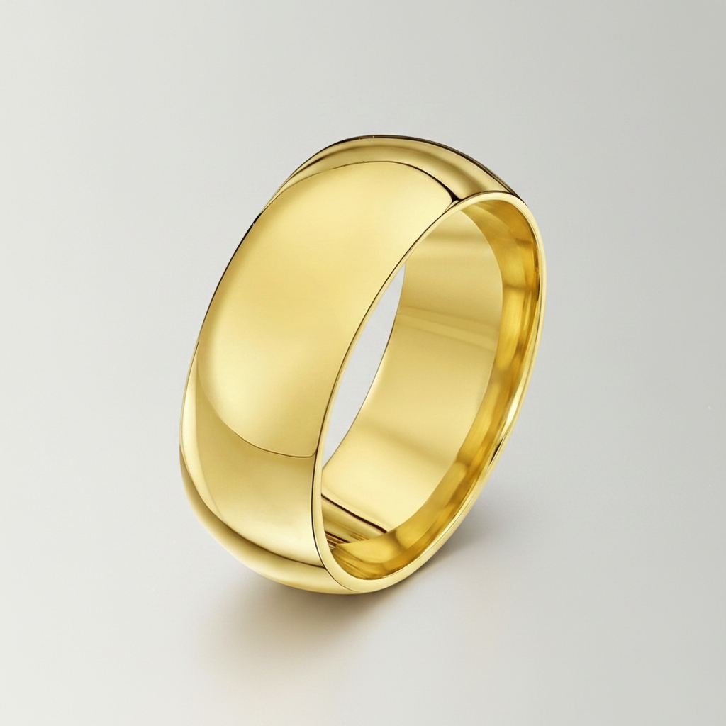 18ct Yellow Gold Light Court Shape 8mm Wedding Ring