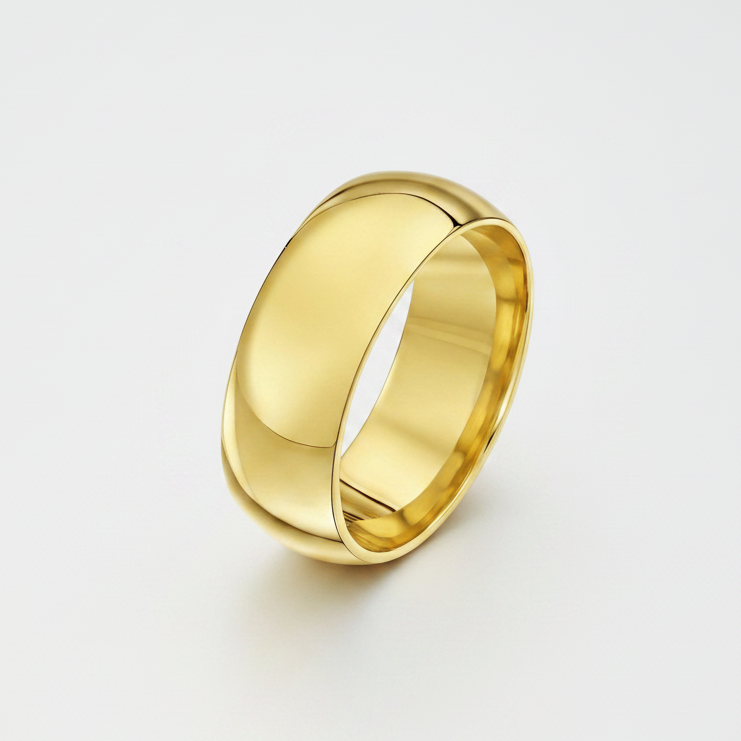 18ct Yellow Gold Heavy Court Shape 8mm Wedding Ring