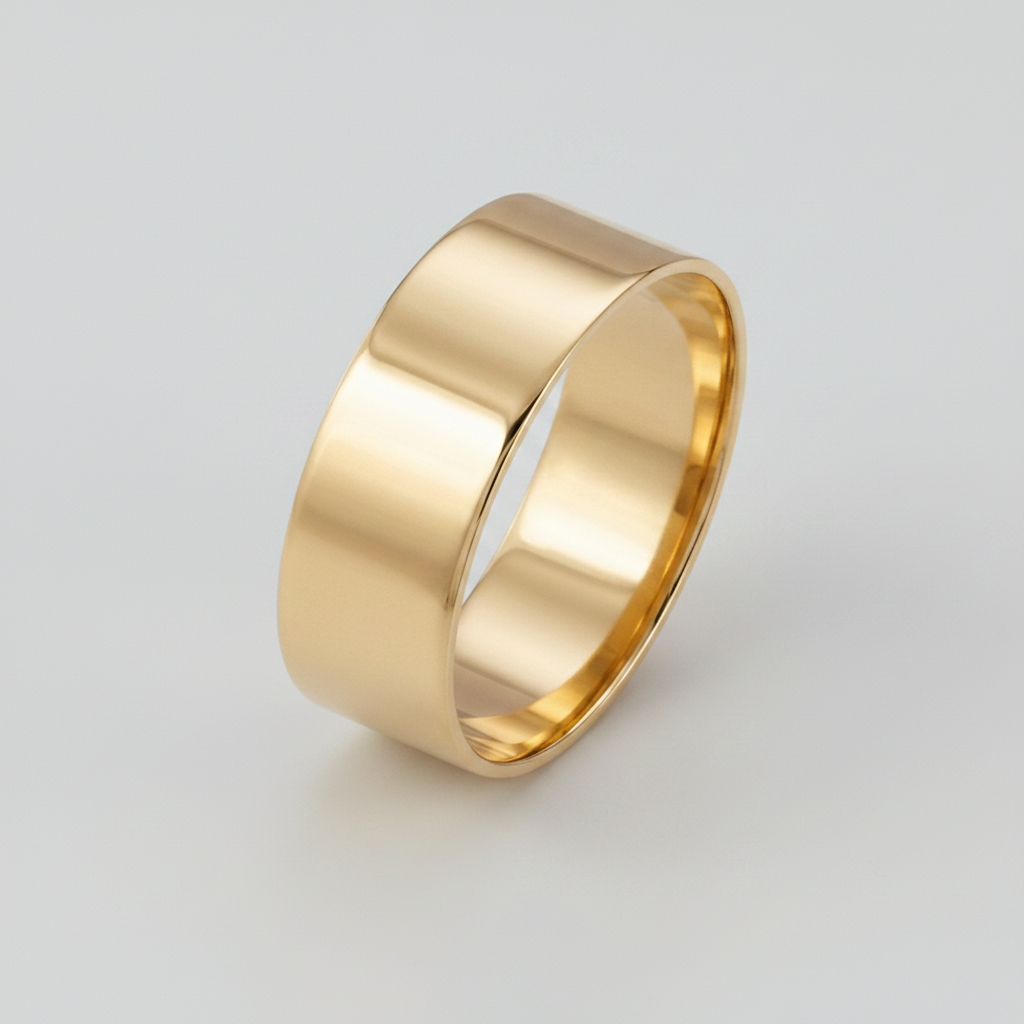 18ct Yellow Gold Heavy Flat 7mm Wedding Ring