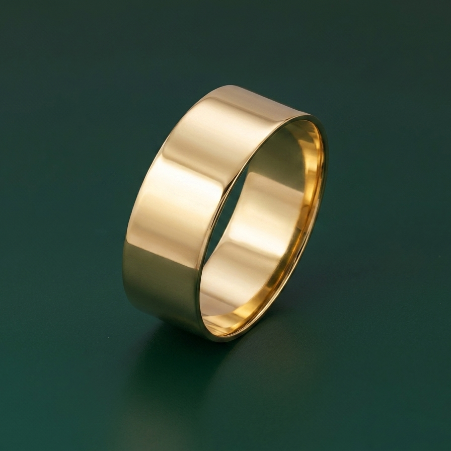 18ct Yellow Gold Heavy Flat 7mm Wedding Ring