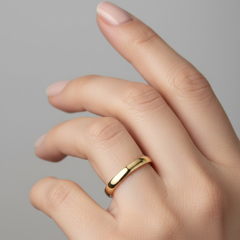 18ct Yellow Gold Light Court Shape 2.5mm Wedding Ring