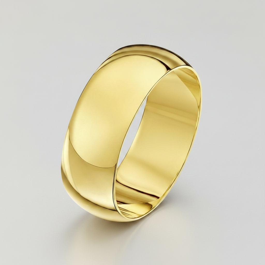 9ct Yellow Gold Heavy Court Shape 8mm Wedding Ring