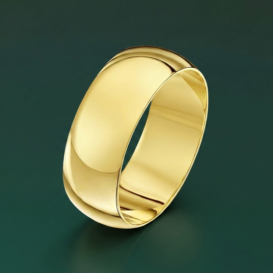 9ct Yellow Gold Heavy Court Shape 8mm Wedding Ring