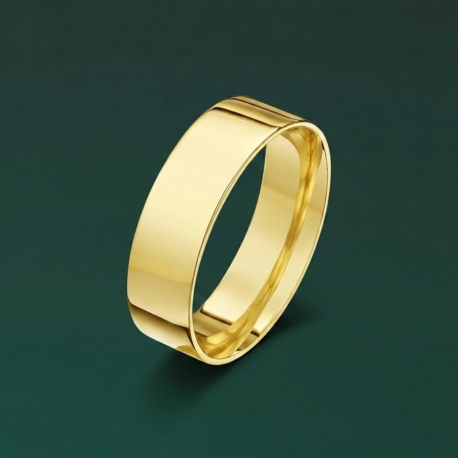 9ct Yellow Gold Light Flat Shape 7mm Wedding Ring