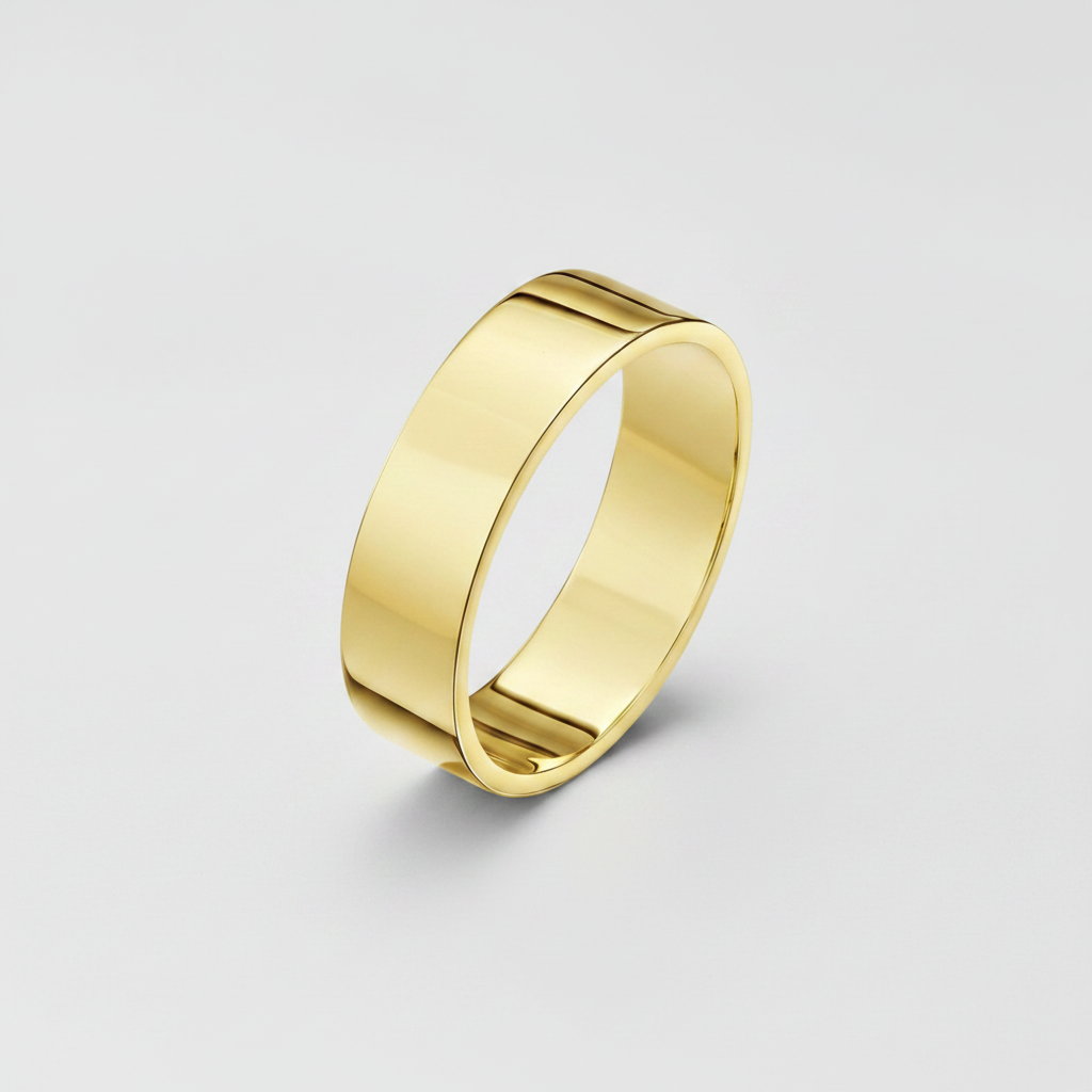 9ct Yellow Gold Heavy Flat Shape 5mm Wedding Ring