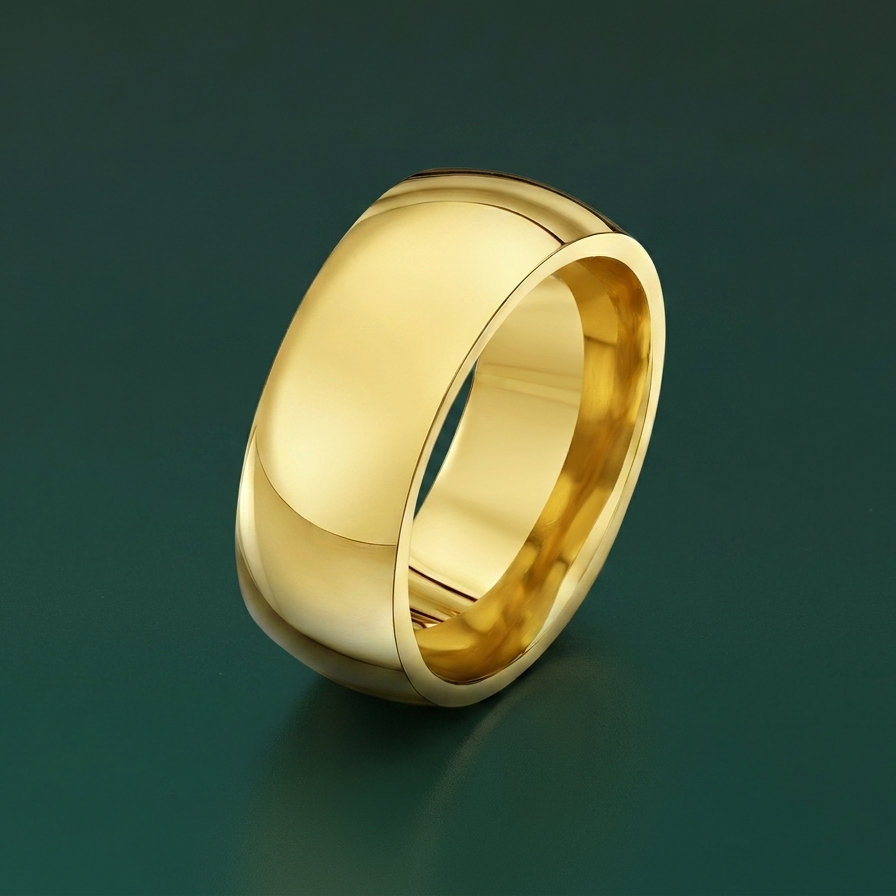 9ct Yellow Gold Heavy Court Shape 9mm Wedding Ring